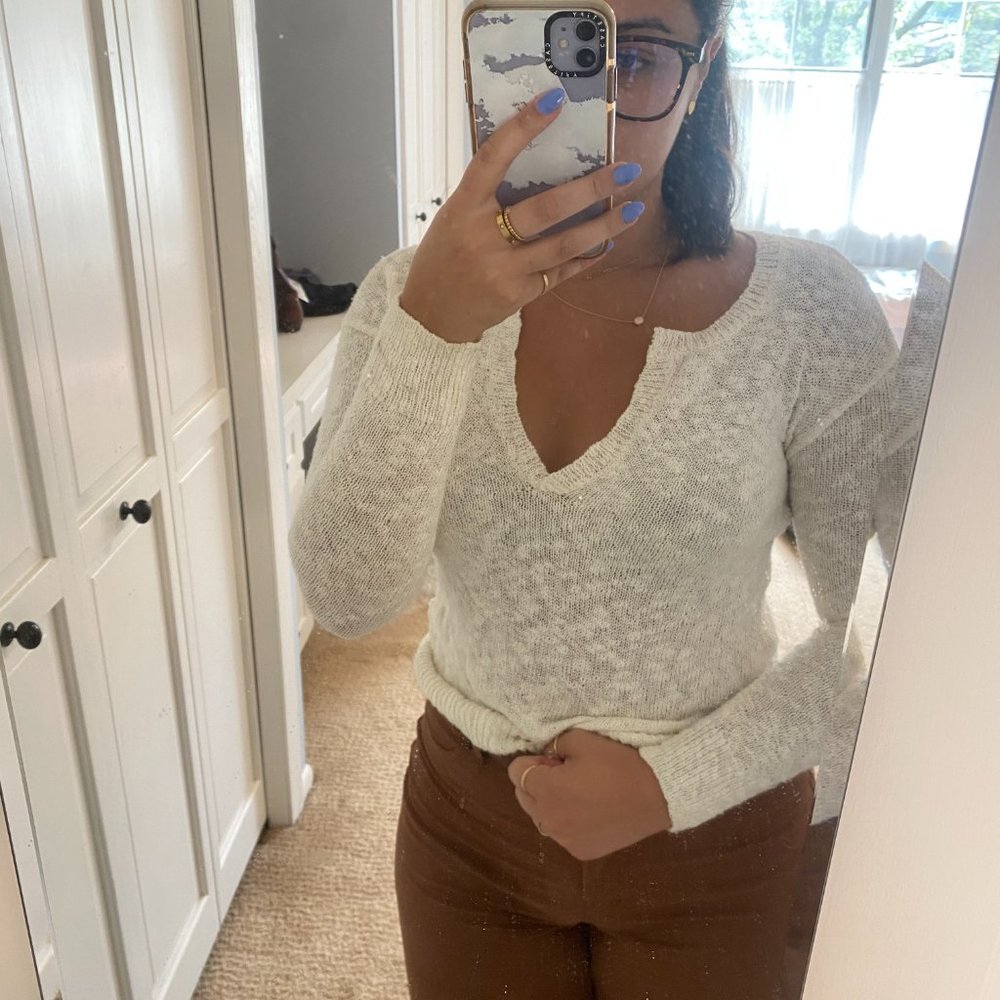 White Athleta Knit Sweater